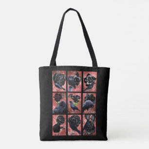 Schwarze Rose-Raben und Krähen Gothic Art Collage Tasche