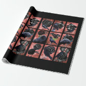 Schwarze Rose Raben und Krähen Gothic Collage Geschenkpapier (Ungerollt)