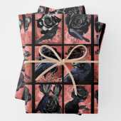Schwarze Rose Raben und Krähen Gothic Collage Geschenkpapier Set (Beispiel)