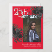 Schwarze Rose Red School Colors Abschluss Einladung (Vorderseite)