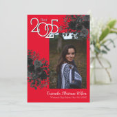 Schwarze Rose Red School Colors Abschluss Einladung (Stehend Vorderseite)