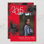 Schwarze Rose Red School Colors Abschluss Einladung (Vorne/Hinten)