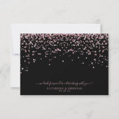 Schwarze Rose Rosa Rosa Glitzer Hochzeit RSVP (Rückseite)