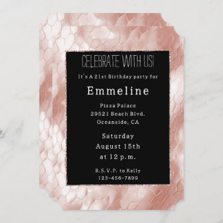 Schwarze Rose Rosa Schlangen Einladung