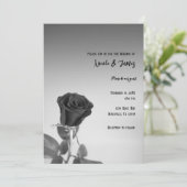 Schwarze Rose Rose Romantische Elegante Einladung (Stehend Vorderseite)