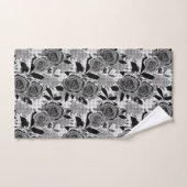 Schwarze Rose, Rose, Schwarz und Grau Badhandtuch Set (Handtuch)