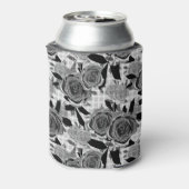 Schwarze Rose, Rose, Schwarz und Grau Dosenkühler (Kanne Rückseite)
