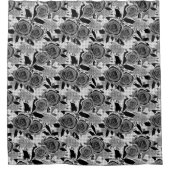 Schwarze Rose, Rose, Schwarz und Grau Duschvorhang (Vorderseite)