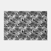 Schwarze Rose, Rose, Schwarz und Grau Fußmatte (Vorderseite)