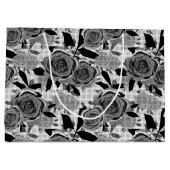Schwarze Rose, Rose, Schwarz und Grau Große Geschenktüte (Rückseite)