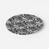 Schwarze Rose, Rose, Schwarz und Grau Pappteller (Schrägansicht)