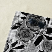 Schwarze Rose, Rose, Schwarz und Grau Strandtuch (Beispiel)