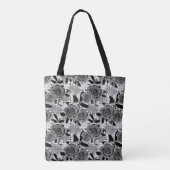 Schwarze Rose, Rose, Schwarz und Grau Tasche (Rückseite)
