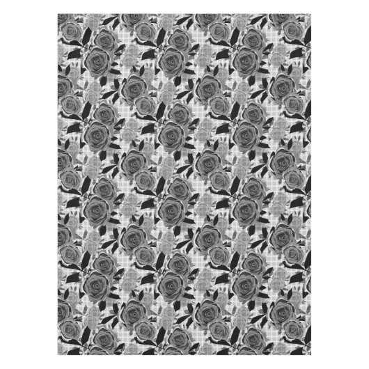 Schwarze Rose, Rose, Schwarz und Grau Tischdecke (Vorderseite)