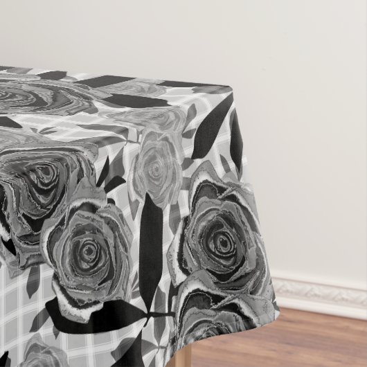 Schwarze Rose, Rose, Schwarz und Grau Tischdecke (Beispiel)