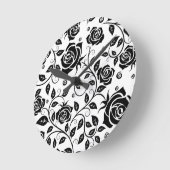 Schwarze Rose Runde Wanduhr (Winkel)