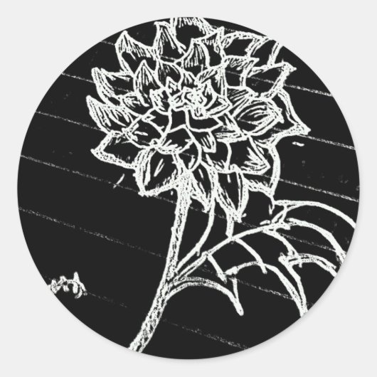 Schwarze Rose Runder Aufkleber (Vorderseite)