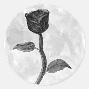 Schwarze Rose. Runder Aufkleber