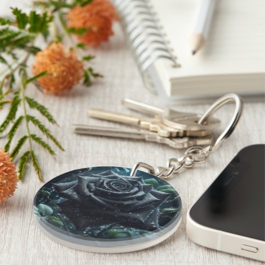 Schwarze Rose Schlüsselanhänger (Vorderseite rechts)