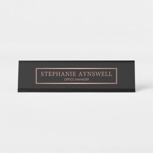 Schwarze Rose Schreibtischnamensplakette (Vorderseite )