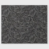 Schwarze Rose Schwarz Dunkelblume Muster Gothic Geschenkpapier (Flach)