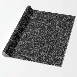 Schwarze Rose Schwarz Dunkelblume Muster Gothic Geschenkpapier