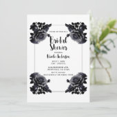 Schwarze Rose Shabby Dusche Einladung (Stehend Vorderseite)