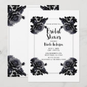 Schwarze Rose Shabby Dusche Einladung (Vorne/Hinten)