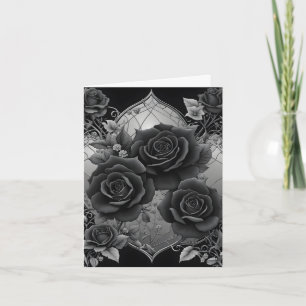 Schwarze Rose Silbergraue Rahmen Muttertag Feiertagskarte