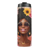 Schwarze Rose & Sonnenblumen, geschmeidig Thermosbecher (Vorderseite)