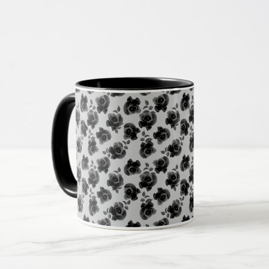 Schwarze Rose Tasse (Vorderseite Links)