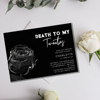 Schwarze Rose "Tod bis 20" 30. Geburtstag Einladung