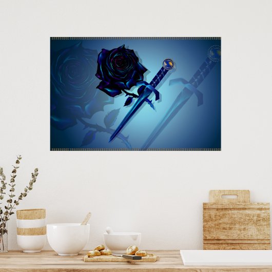 Schwarze Rose und Dagger Poster (Küche)