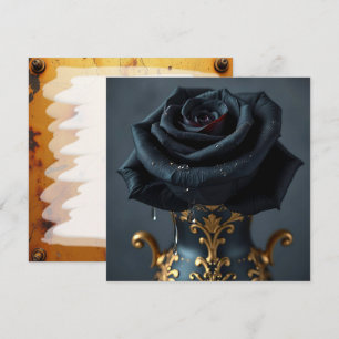 Schwarze Rose und Goldvase-Blank Karte