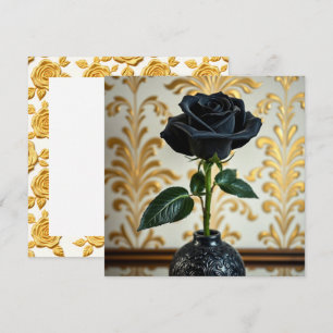 Schwarze Rose und Goldvase-Blank Karte