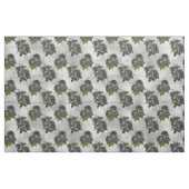 Schwarze Rose und grüne Blätter auf Weiß Stoff (Fat Quarter (45,7 x 55,9 cm))