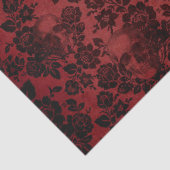 Schwarze Rose und Skulpturen auf Red Decoupage Seidenpapier (Detail)