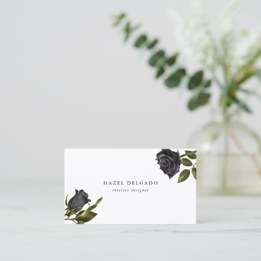 Schwarze Rose Visitenkarte (Stehend Vorderseite)