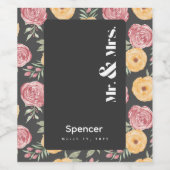 Schwarze Rose Weinflaschen Etikett Hochzeit* (Einzelnes Label)