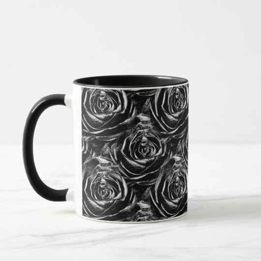 Schwarze Rose Zentrum Abstraktes Foto Muster Tasse (Links)
