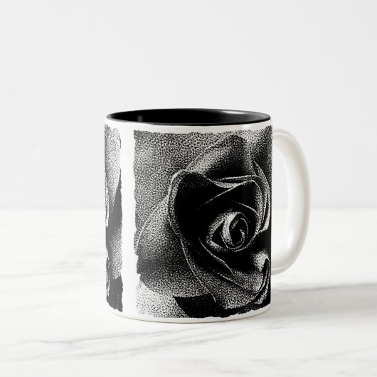 SCHWARZE ROSE ZWEIFARBIGE TASSE (VorderseiteRechts)