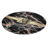 Schwarze & Roségold-Marmor-Goldbox, Name & Monogra Schneidebrett (Ecke)