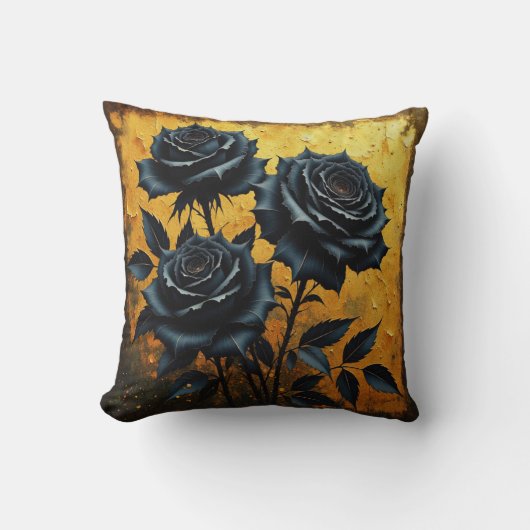 Schwarze Rosen Kissen (Vorderseite)