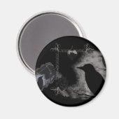 Schwarze Rosen-Raben-Magnet Magnet (Vorderseite/Rückseite)