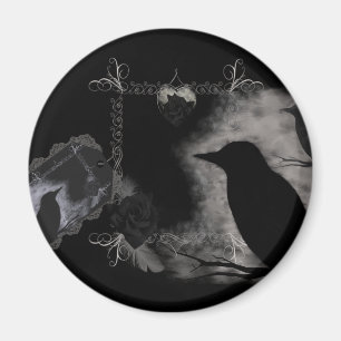 Schwarze Rosen-Raben-Magnet Magnet