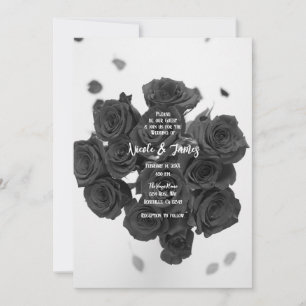 Schwarze Rosen Romantischer Blumenstrauß Hochzeit  Einladung