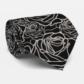 Schwarze Rosen Schwarz-Weiß-Muster Krawatte (Gerollt)