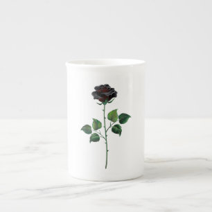 Schwarze Rosenblume Porzellantasse
