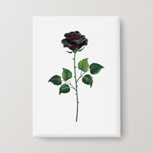 Schwarze Rosenblüte Button (Vorderseite)