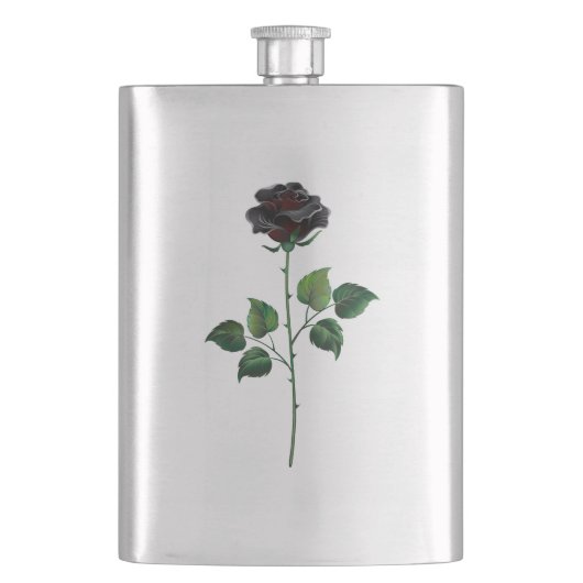 Schwarze Rosenblüte Flachmann (Vorderseite)